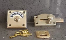 BRASS ART DECO VACANT ENGAGED TOILET BATHROOM DOOR LOCK INDICATOR SLIDING BOLT