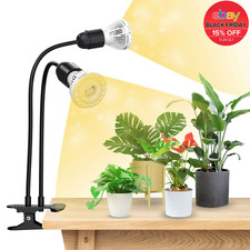 SANSI Grow Lights for Indoor Plants 2-Head 20W Full Spectrum LED Grow Lamp Timer