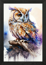 Owl watercolor Framed Wall Art