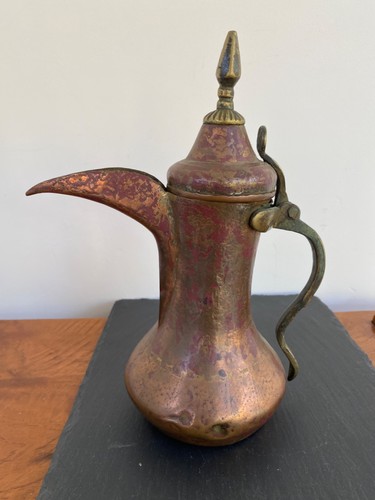 Antique copper tin dallah - antique,