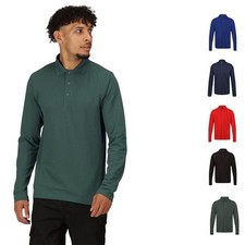 Regatta Long Sleeve Pique Polo Shirt Mens 65/35 Polycotton Casual Workwear Top