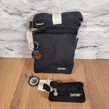 Hemp & Organic Cotton Black SATIVA Wraparound Bag, Coin Purse & 1 Key Ring