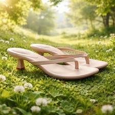 Womens Nude Kitten Heel