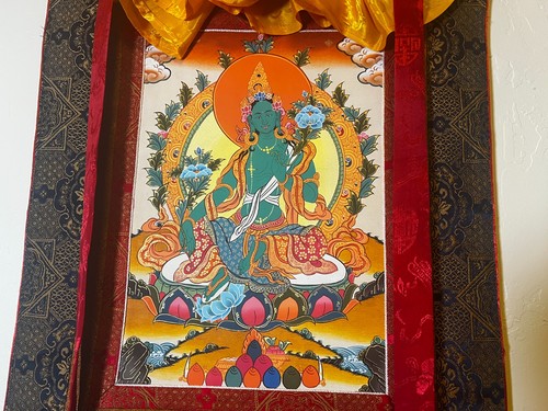 Green tara thangka - thangka, 11x14