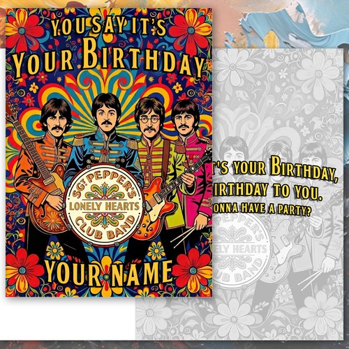 Beatles birthday card - beatles,