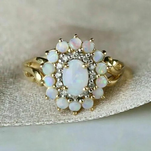 Opal diamond halo cluster - opal,