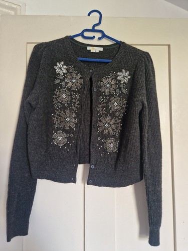 Jewelled boden grey cardigan - grey,
