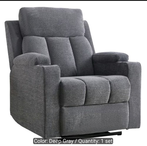 Grey manual recliner armchair - recliner,