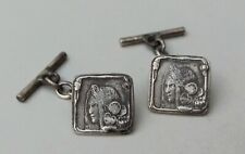 German Art Nouveau Jugendstil Silver Maiden Cufflinks c.1900