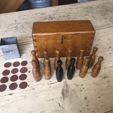 Early Twentieth Century Treen Oak Mini Skittle Game 