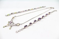Sterling Silver Gemstone Jewellery Necklace Amethyst TBar Tennis Bracelet x 6
