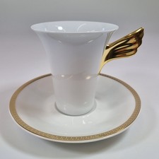 Rosenthal Versace White Medallion Meandre D'or Coffee Cup And Saucer