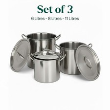 Set of 3 Deep Stainless Steel