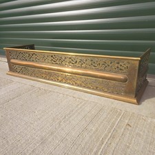 Vintage Tall Pierced Brass Fire Guard Fireplace Kerb Fender Surround 103x31x23cm