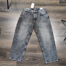 BNWT ZARA Denim EU 46 Men Acid Wash Black off Baggy Fit Full Lenght  UK 36
