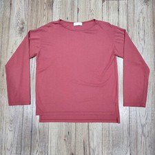 Olive Clothing Dusty Pink 100% Cotton Long Sleeve Jersey Step Hem Top TShirt S/M