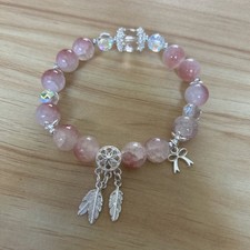 Beautiful Ombre Pink Crystal Bead Bracelet with Dreamcatcher Charm In Gift Box