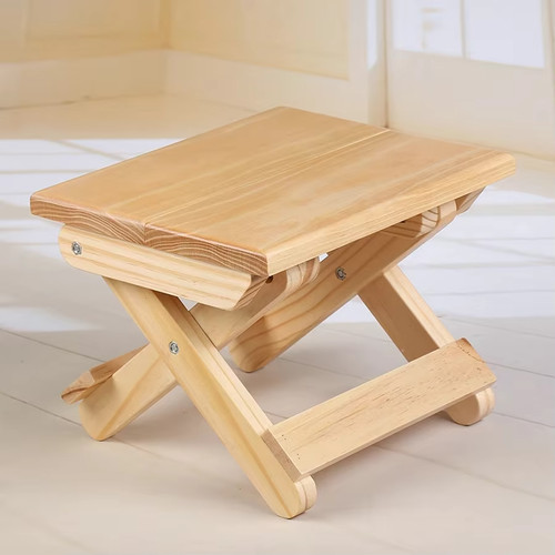 Pine wood folding stool - wood,