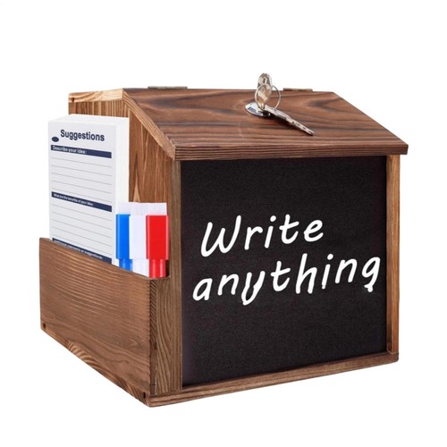 Wooden suggestion box tip jar - wooden,