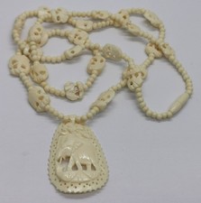 Vtg 1980s Carved Faux Ivory