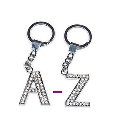 Diamante Bling Sparkly Crystal Alphabet Letter Key Ring Key Chain Free P&P