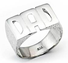 STERLING SILVER DAD RING SOLID HEAVY BARKED BLOCK DADDY FATHER CURB BAND NO CZ