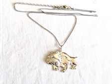 Beautiful 925 Silver Bulldog Dog Necklace with Paste Stones
