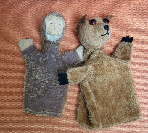 Vintage mohair glove puppets - mohair,