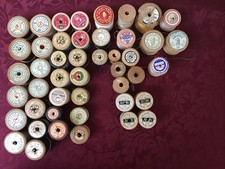 Job Lot 46 Wooden Cotton Reels Sewing Threads Coats Jonell Dumpy & Many Others