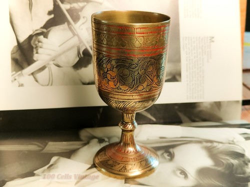 Brass cloisonne goblet - brass,