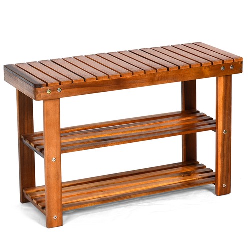 Costway acacia wood shoe rack - acacia,