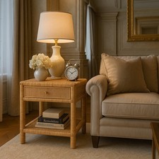 Nightstand Rattan Mahogany