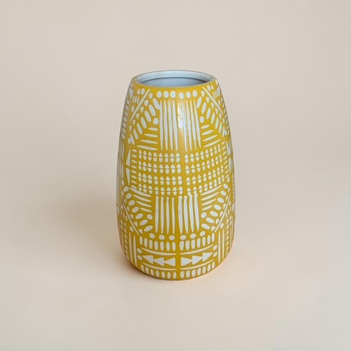Yellow white geometric - white,