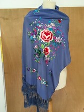 vintage blue silk crepe hand