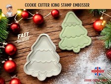 Cute Christmas Tree Cookie Cutter Icing Stamp Embossers