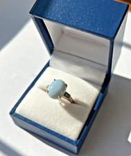 9ct Yellow Gold Blue Opal and Diamond Ring