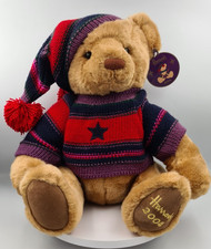 Harrods Christmas Bear 2004 Thomas 13 Inch Plush with Tag Red Jumper & Hat
