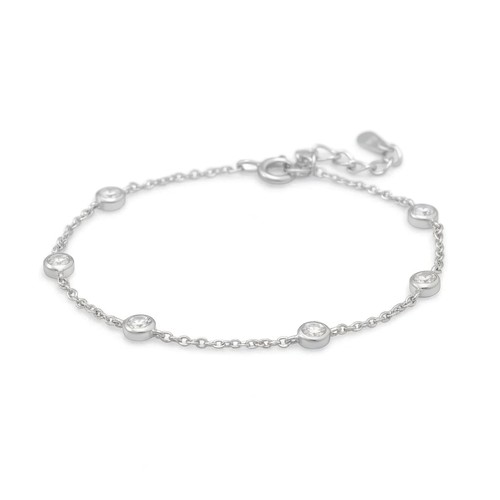 Bezel set bracelet rhodium - set,