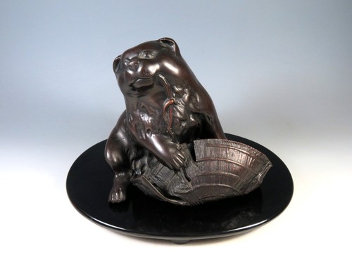 Antique japanese bronze akita - antique,