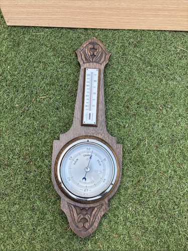 Vintage oak wall barometer - oak, &