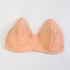 C1950s vintage boned cathedral bra, peach strapless bullet bra