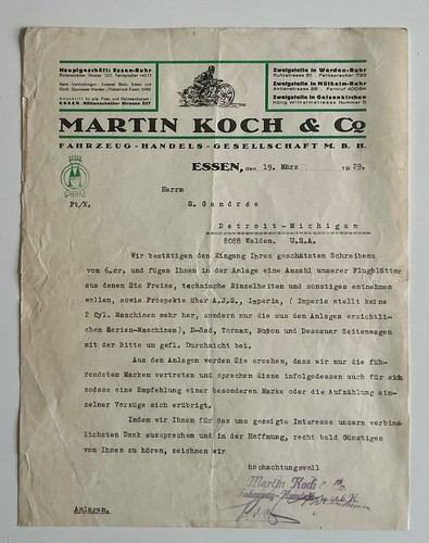Motorcycle 1929 invoice - motorcycle, +