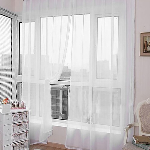 White net voile curtain top - curtain,