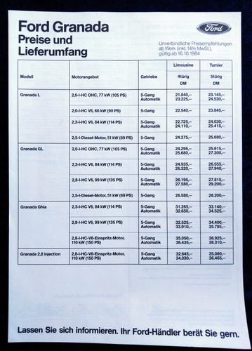 Ford granada price list - price,