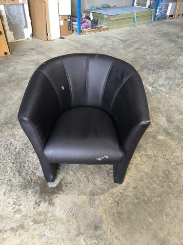 Black faux leather tub - black,