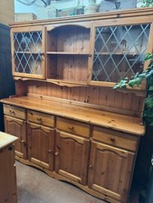 upcycled large sized pine welsh dresser with glass display cabinet/sideboard
