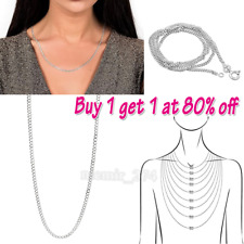 Genuine 925 Sterling Silver Curb Chain Necklace Lobster Clasp 16"-30"
