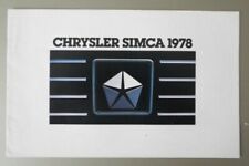 CHRYSLER SIMCA 1978 Belgian Mkt Brochure - Bagheera S X 1000 Rallye 1 2 1610 2L