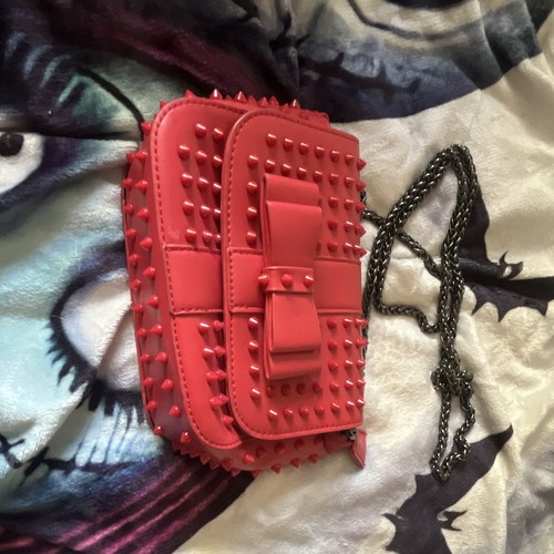 Red studded mini - red, bag