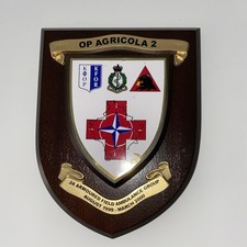 Vintage Military OP AGRICOLA 2 Coat Of Arms Wooden Wall Plaque - USED.